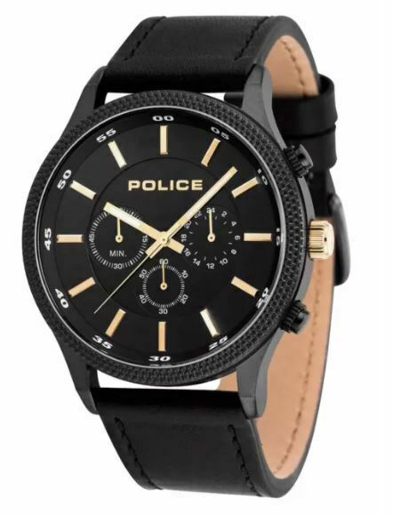 Police Black Dial Leather